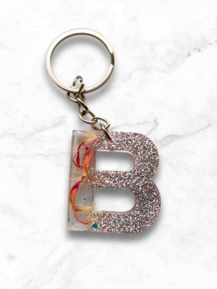 Alphabet B Letter Epoxy Resin Beautiful Keychain