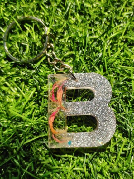 Alphabet B Letter Epoxy Resin Beautiful Keychain