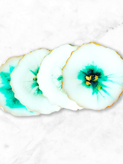 Handmade Epoxy Resin Coasters, Set of 4