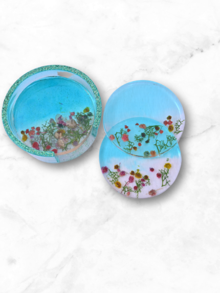 Handmade Epoxy Resin Coasters, Set of 4