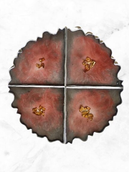 Epoxy Resin Trinagle Tea Coaster Gray And Brown Colour Pizza Shape