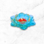 Resin Golden and Blue Candle Holder