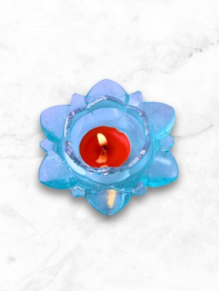 Resin Silver and Blue Candle Holder