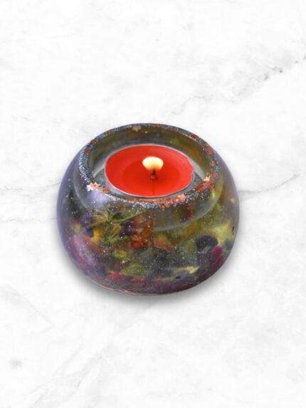 Resin Aqua Theme Rose Petals Flower Candle Holder