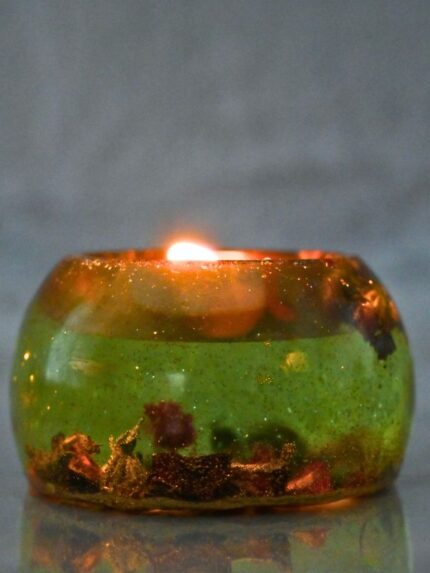 Resin Aqua Theme Rose Petals Flower Candle Holder
