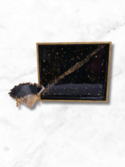 Wooden Resin Serving Tray with Handle