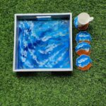 Wooden Resin Serving Tray With Handle For Home
