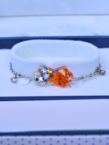 Resin Silver and Red Star Shine Bracelet