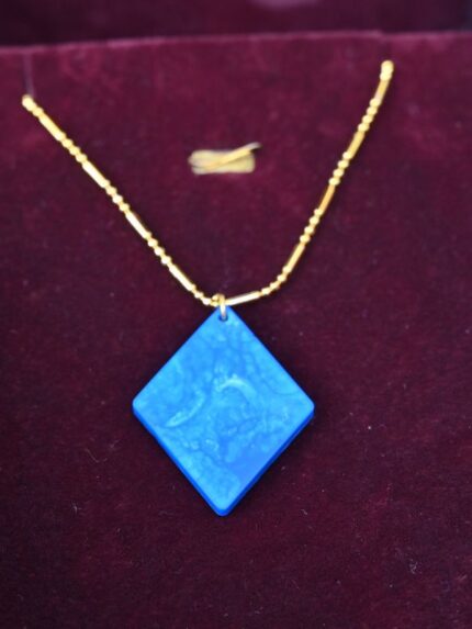 Resin Blue Colour Pendant With Golden Chain