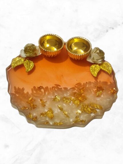 Resin Haldi Kumkum Pooja Thali for Festival