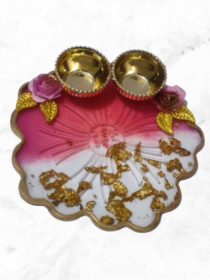 Resin Haldi Kumkum Pooja Thali for Festival