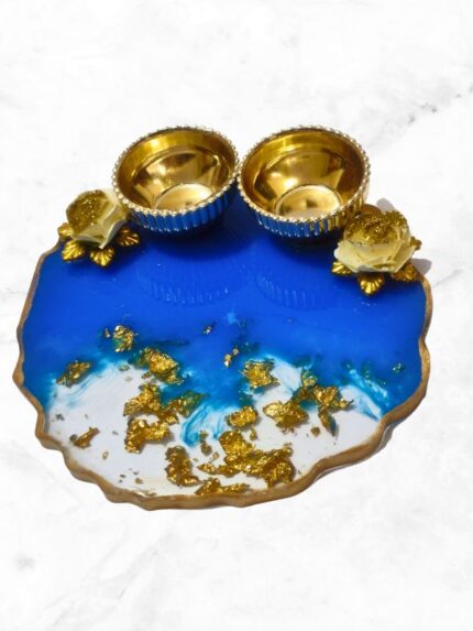 Resin Haldi Kumkum Pooja Thali for Festival