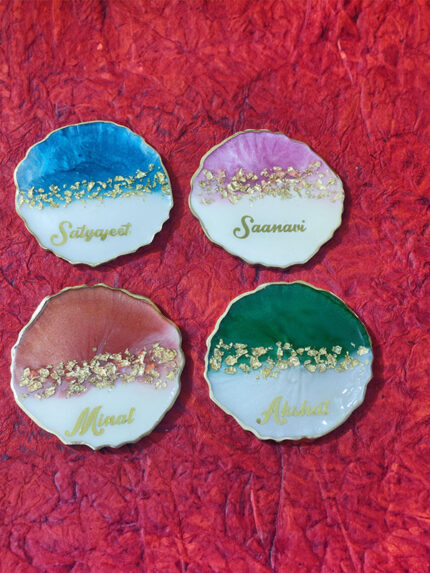 Epoxy Resin Coasters, Handmade Coasters, Set of Four