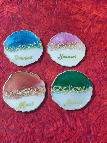 Epoxy Resin Coasters, Handmade Coasters, Set of Four