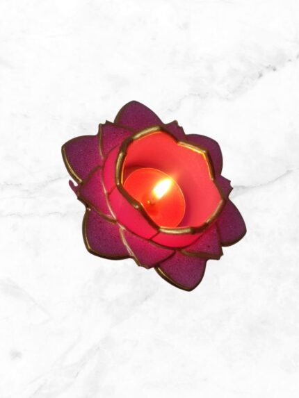 Resin Pink With Mirror Work Candle Holder