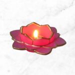 Resin Pink With Mirror Work Candle Holder