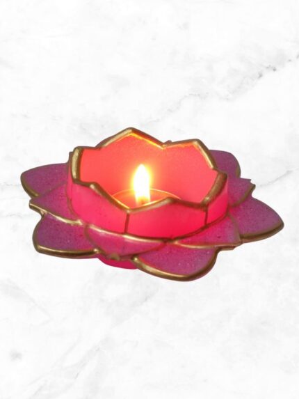 Resin Pink With Mirror Work Candle Holder