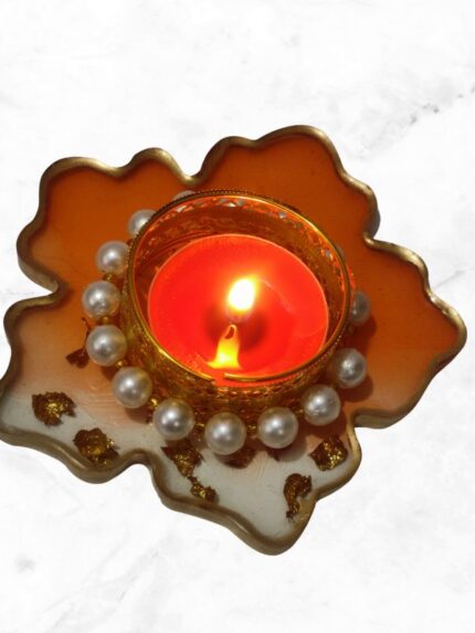Resin Floral T-Light Holder