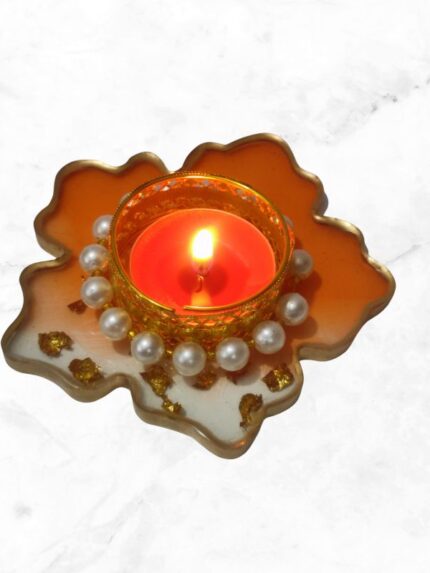 Resin Floral T-Light Holder