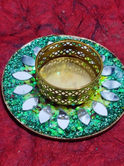 Crystal Coated Resin T-Light Holder