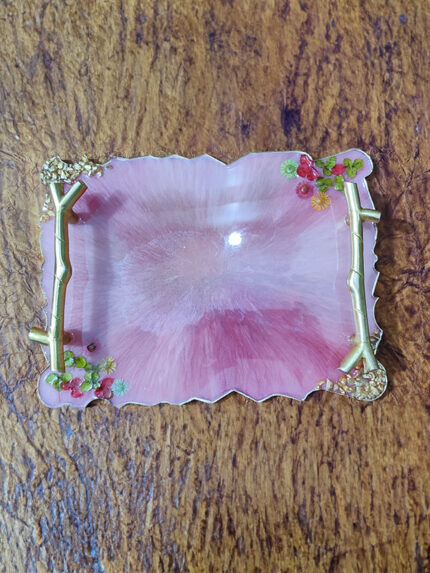 Resin Multipurpose Tray with Golden Handle