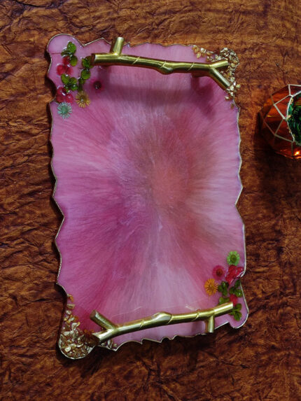 Resin Multipurpose Tray with Golden Handle