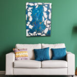 Epoxy Resin Wall Art Cradle Wood Blue Mermaid Theme With White Texture
