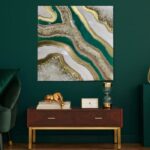 Green Gold Epoxy Resin Geode Wall Art