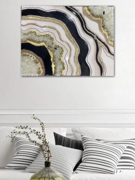 Black Gold Epoxy Resin Geode Wall Art