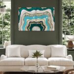 Green Gold Epoxy Resin Geode Wall Art