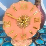 Round Shape Analog Light Pink Epoxy Resin Table Clock