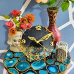 Handmade Epoxy Resin Customized Table Clock with Stand