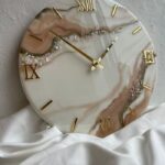 White and Brown Epoxy Resin Wall Clock