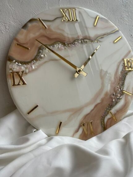 White and Brown Epoxy Resin Wall Clock