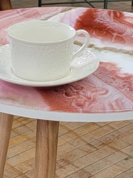 Epoxy Resin Tables Large Set of Handmade Black Gold Natural Quartz Stones