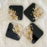 Black and White Epoxy Resin coasters set