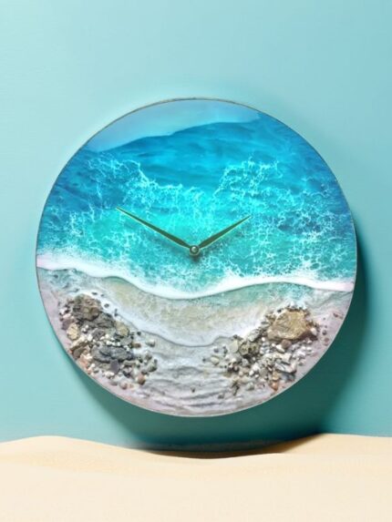 Epoxy Resin ocean theme wall clock_Aqua theme resin wall clock