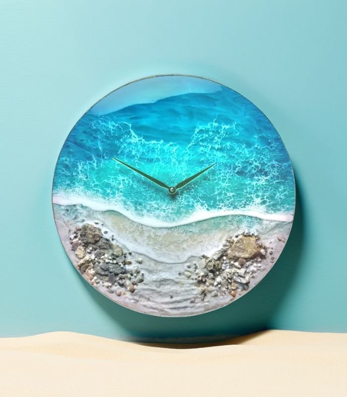 Epoxy Resin ocean theme wall clock_Aqua theme resin wall clock