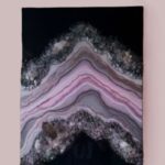 Epoxy Resin geode pink black theme wall piece/Resin wall art