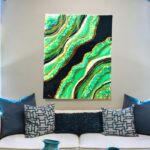 "Epoxy Resin Geode Wall Art - Black Green"
