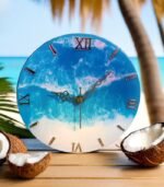 Seaside Serenity_ Ocean Theme Epoxy Resin Wall Clock