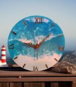 Seaside Serenity_ Ocean Theme Epoxy Resin Wall Clock (3)