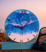 Seaside Serenity_ Ocean Theme Epoxy Resin Wall Clock (4)