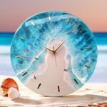 Handcrafted Ocean Epoxy Resin Wall Clock – Coastal Elegance for Your Home