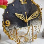 Epoxy Elegant Black Agate Table Clock: Timeless Sophistication for Your Home Decor