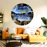 Epoxy Ocean Blue Resin Wall Clock - 14" Round Handcrafted Coastal Timepiece