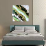 Epoxy Geode green wall art 14x14"
