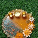 Agate-Shaped Orange Epoxy Resin Platter
