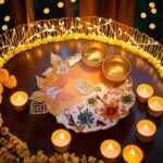 Decorative 20 cm Resin Puja Platter with Ganesha Idol and Diyas – Ideal for Diwali Festivities
