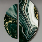 Round Shape Epoxy Geode Resin Wall Art – Black and Gold